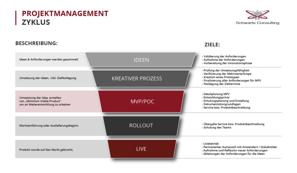 Projektmanagement Zyklus Infografik - Schwarte Consulting